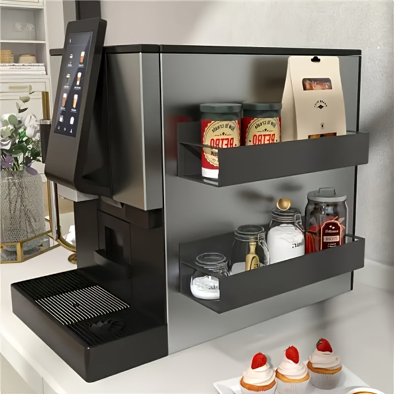 Magnetic Refrigerator Spice Rack, 2 or 4 Piece No-Drill Storage Organizer in Black or White for Kitchen Essentials and Compatible Appliance Surfaces