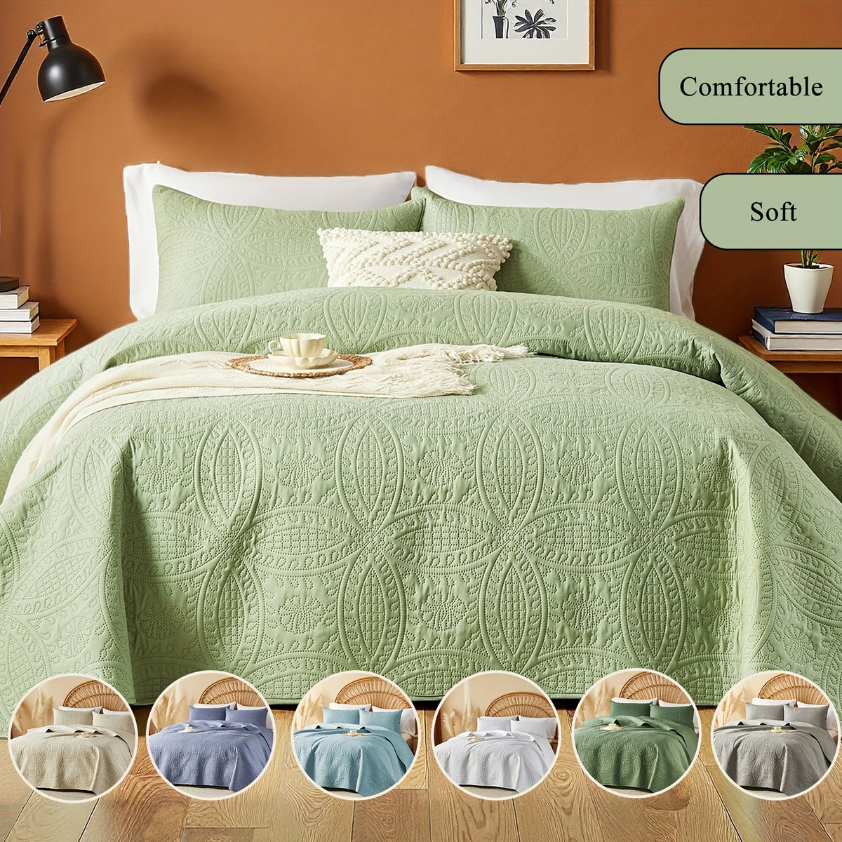 2/3pcs Quilt Set Bedspreads Queen Size - Soft & Refreshing Quilt Lightweight Microfiber Bedspread(1 Quilt, 1 Or 2 Pillow Cases) - Modern Style Coin Pattern Coverlet For All Seasons - Family Gift Set, Multiple Colors Plus Random Color Available