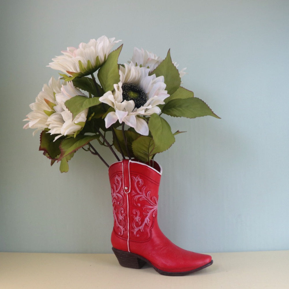 Creative Resin Vase Ornaments Western Cowboy Boots Hydroponic Flower Arrangement Container Living Room Light Luxury Home Decoration