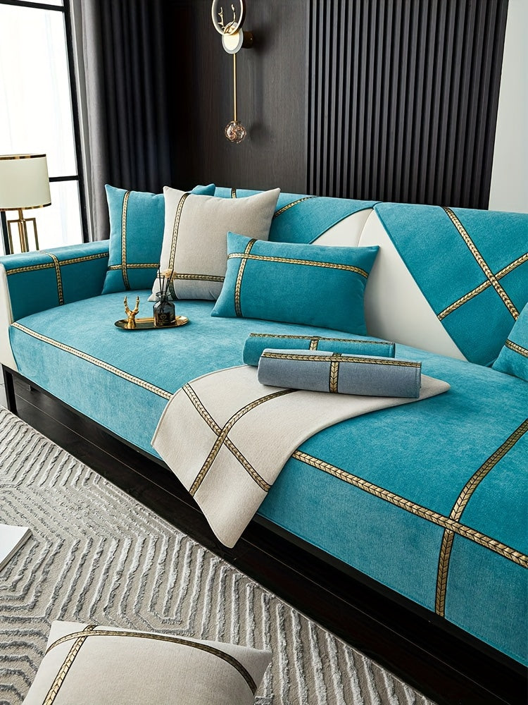 1pc of Elegant Sofa Cover, a Pet-Friendly Slipcover, Suitable for All Seasons, Made of Chenille, Designed to Protect Your Furniture in The Bedroom, Office, Or Living Room. (Pillowcases, Backrest, And Armrest Covers Are Sold Separately.)