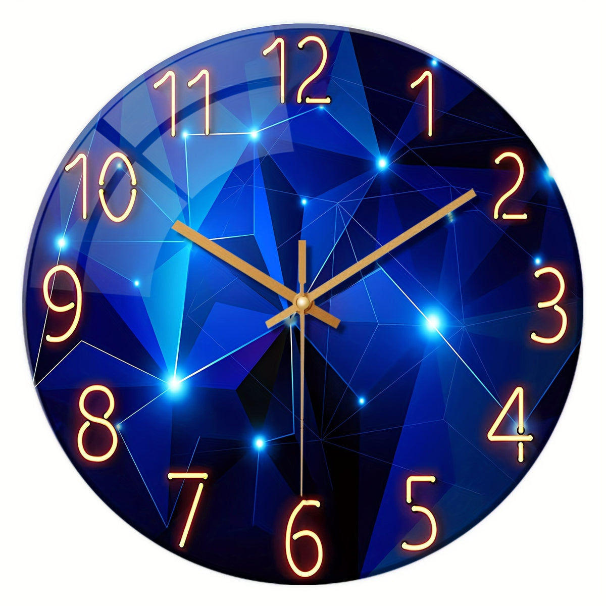 Large Modern Blue Glass Wall Clock - Dark Blue Accessories, 12-24 Inch Silent Quartz Clock, Battery-powered, Suitable for Living Room, Bedroom, Office Decorative Clock, Housewarming Gift, Home Decoration, Fantasy-style Design