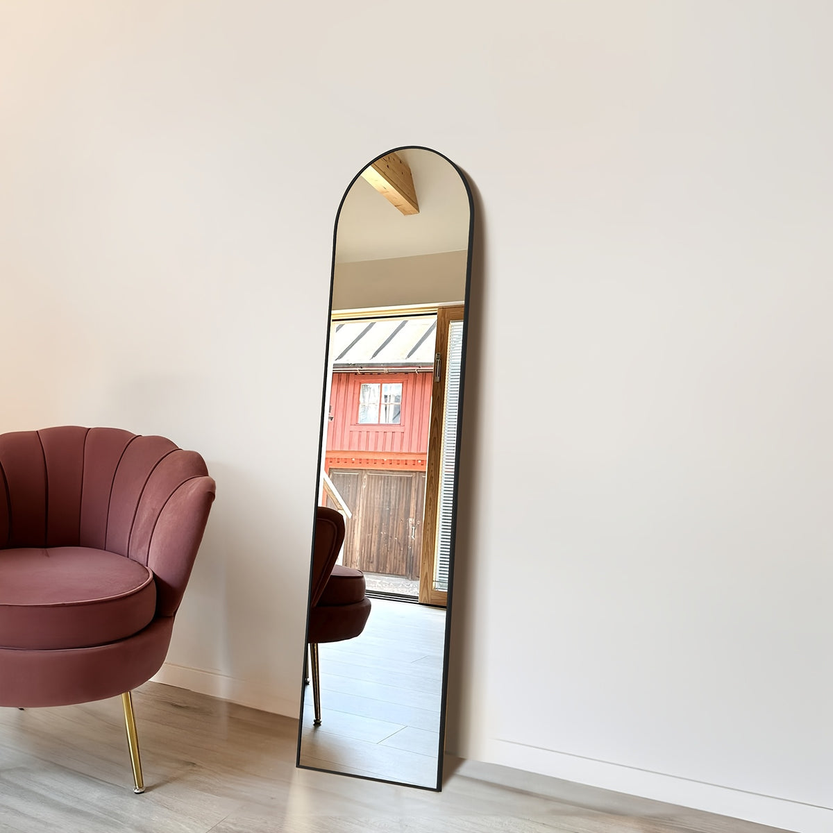 Full Length Floor Mount Mirror-Aluminum Alloy Frame-Arch Mirror Full Length HD-Full Body Mirror-for Bedroom or Living Room