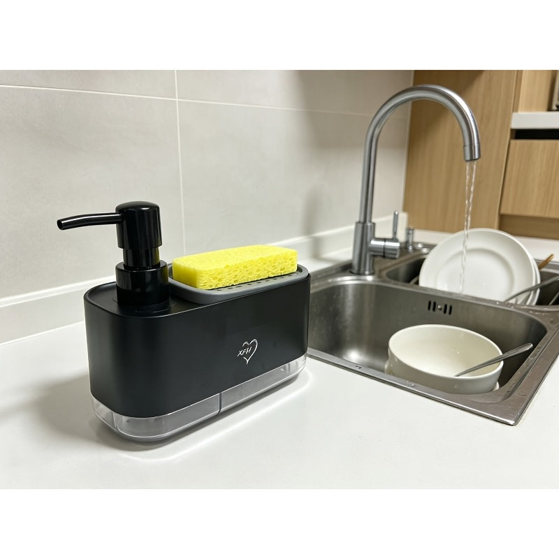 1 Multi-functional Soap Dispenser with Built-in Sponge Holder - Hand And Dish Soap Dispenser Set Detergent Dispenser Sponge Holder 2-In-1 Countertop Soap Pump Dispenser for Kitchen Sink, Ideal Christmas/ Halloween Gift.Shipment From Local Warehouse.