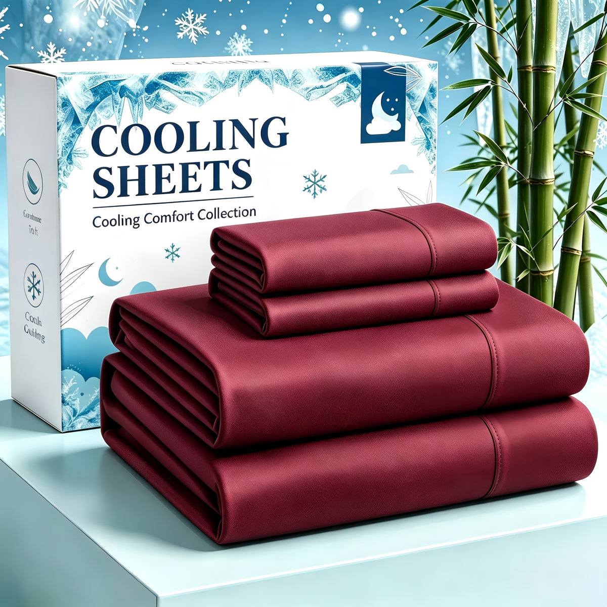 4-Piece Luxury Cooling Sheet Set - Breathable And Cooling Sheets - Hotel Luxury Sheet Set - Easy to Install And Secure - Soft, Wrinkle-Resistant Comfortable Sheets - Extra Deep Pocket Sheet Set - 4-Piece Set, Color Random