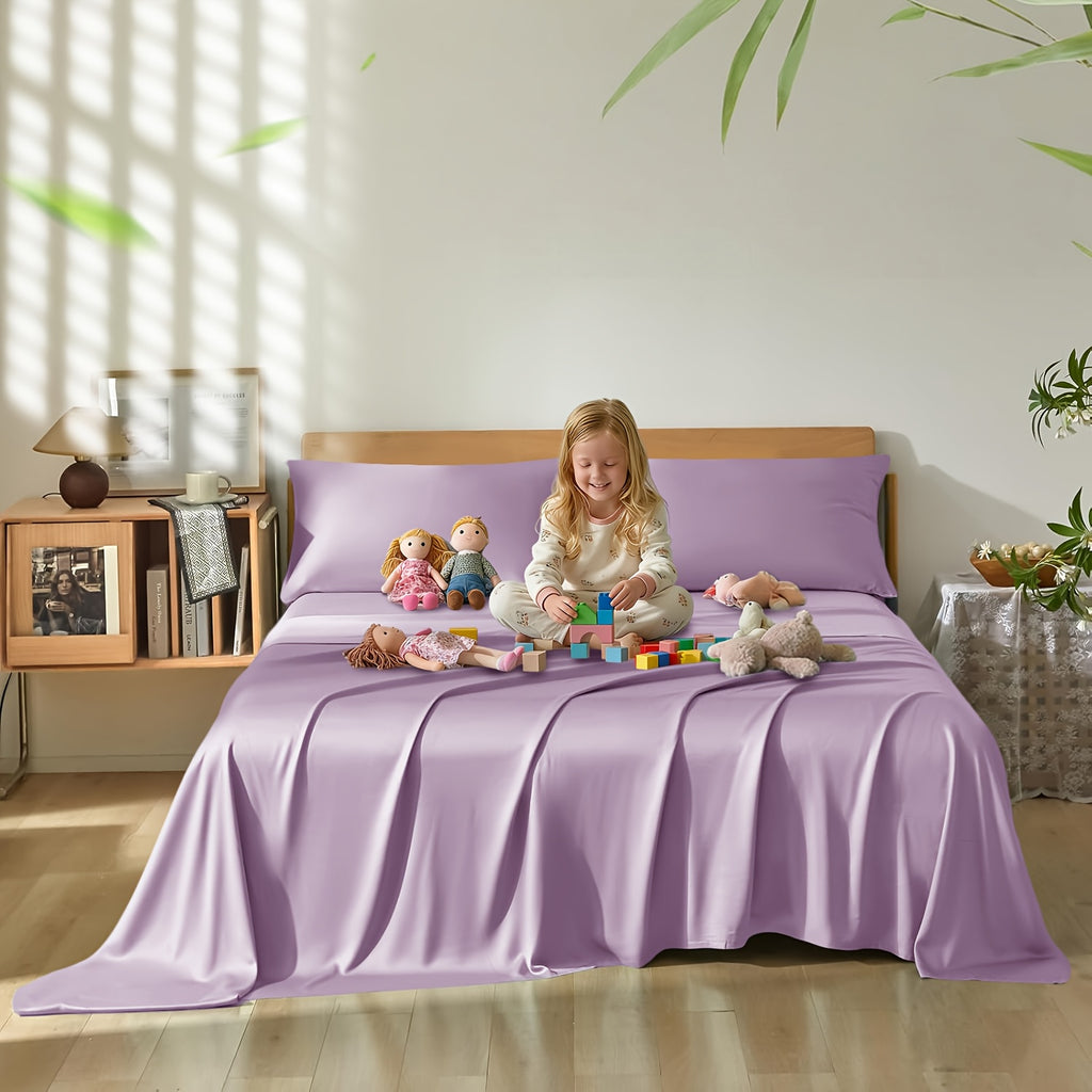 4/6pcs Cooling Bamboo Sheet Sets - Queen Size Soft 2000TC Luxurious Hotel Sheets, Luxury Kids Fitted Sheet, with 16-Inch Deep Pocket, Kids Sheet & Pillowcases And Breathable Night Sweats, Suitable for All Seasons, Twin/Full/Queen/King