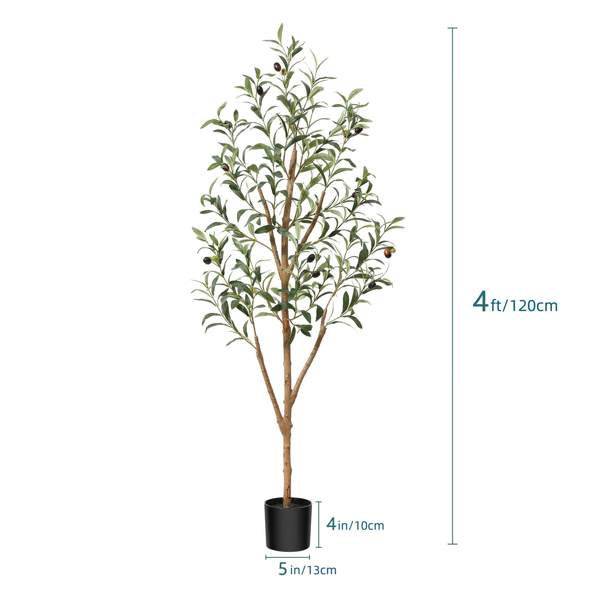 Faux Olive Tree Featuring a Spacious White Pot - Multi-Trunk Tall Olive Plant with 5/7/9 Lifelike Branches, 450/630/810 Leaves, And 20/28/36 Fruits - Ideal for Indoor And Outdoor Decoration, Living Room, Home, Office, And Holiday Events