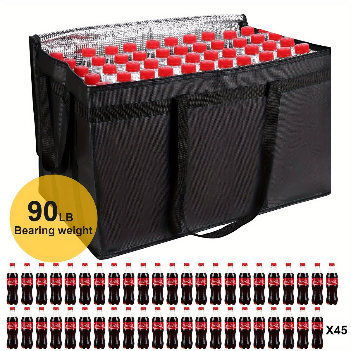 1pc Insulated Food Delivery Bag for Pizza Delivery, Grocery- Cooler Bag, Food Warmers for Parties, Catering Supplies for Doordash, Thermal Bags for Cold And Hot Food Carrier