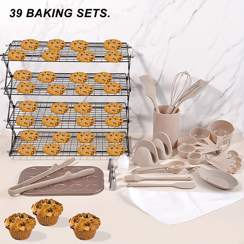 3/4-layer, Collapsible Cooling Rack, Metal Wire Rack For Baking Trays, Popular Limited Purchase, Highly Recommended, Stackable Baking And Cooking Drying Wire Cooling Rack With 4 Adjustable Settings, Camping Grill For Cooking And Cooling And Cake