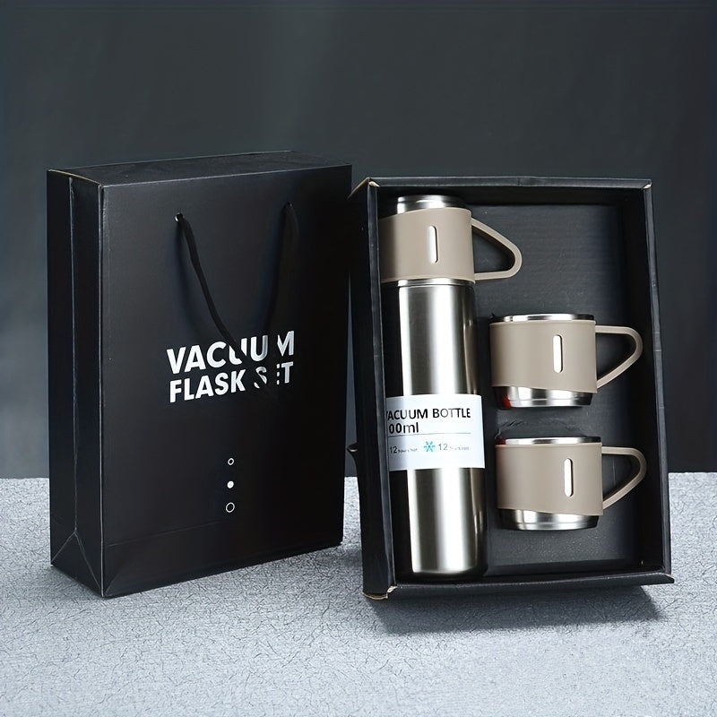 1 hot water bottle, metal vacuum cup, portable coffee cup and hot water bottle combination, suitable for RV and outdoor exploration, gift thermos, cup