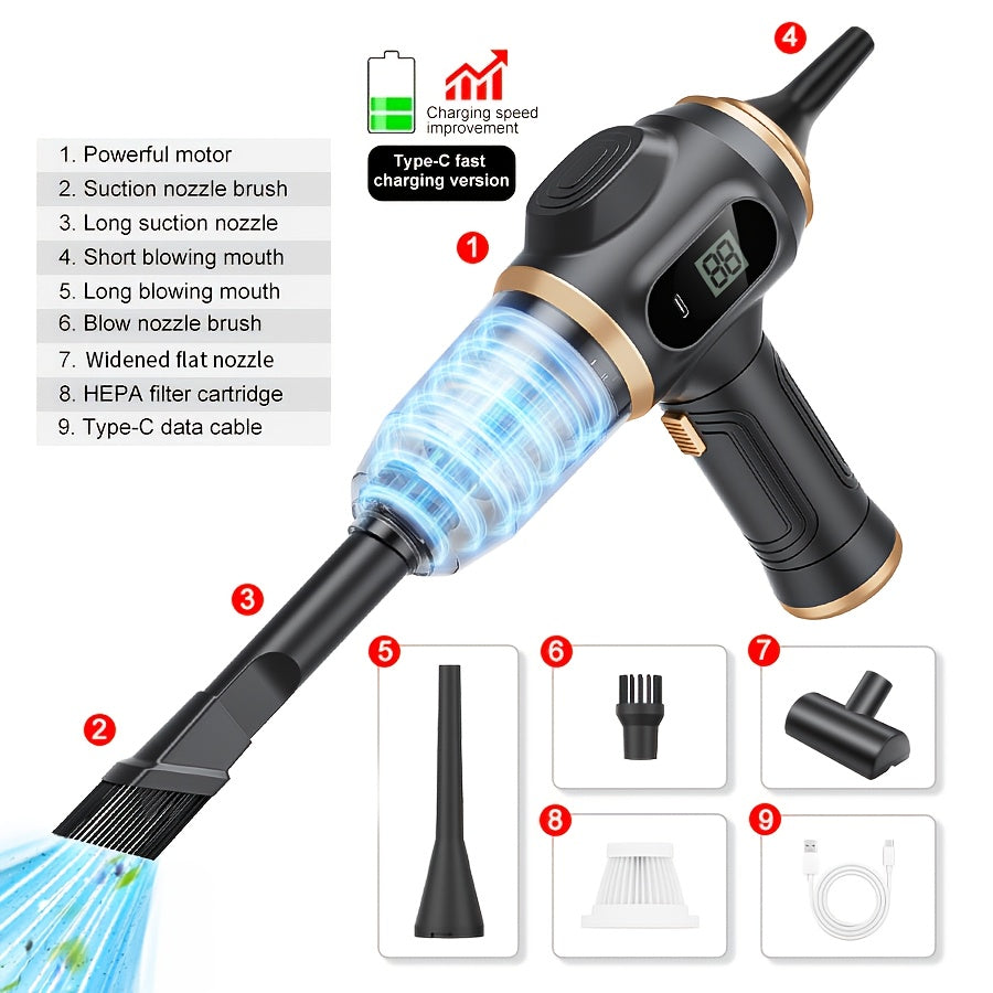 Rechargeable Handheld Vacuum Cleaner For Home And Car - Powerful Wireless Dustbuster For Auto And Household Cleaning