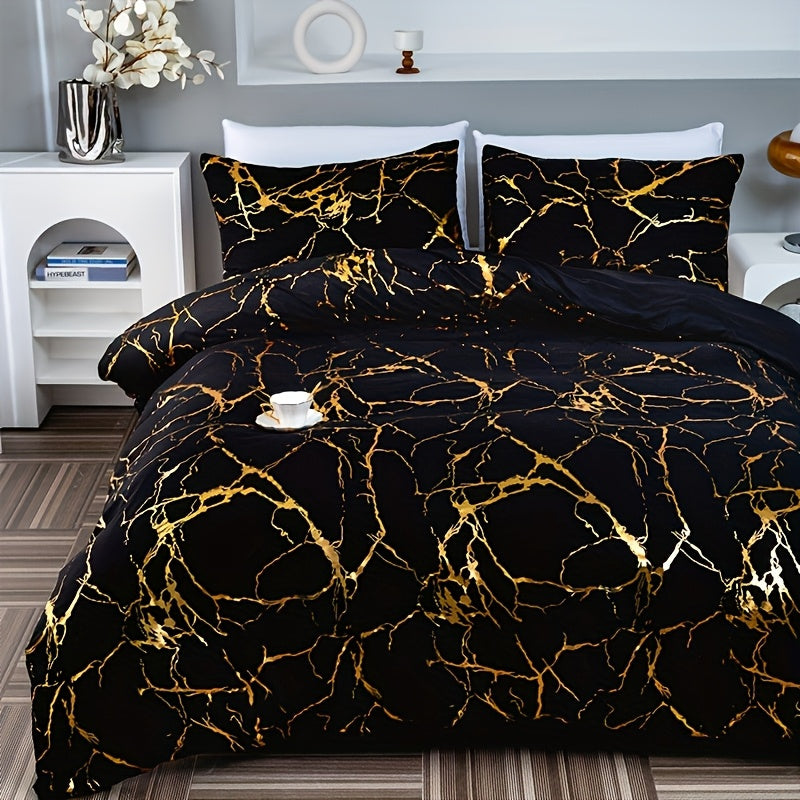 3pcs High-Grade Super Soft Breathable Bronzing Texture Duvet Cover Set (1 Duvet Cover+2 Pillowcases Without Pillow Core), at Home Dormitory All-Season