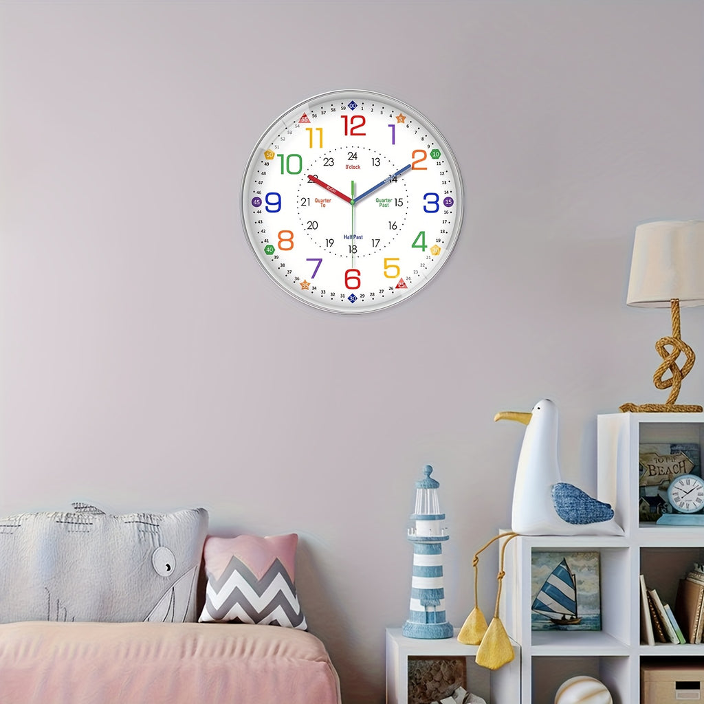 Modern Wall Clock for Bedroom & Classroom, Silent Non-Ticking Quartz Clock, Battery Operated (AA Batteries Not Included), Decorative Timepiece for Living Room & School, 8/10/12/14/16 Inch Options-Perfect Teacher's Day & Back-to-School Gift