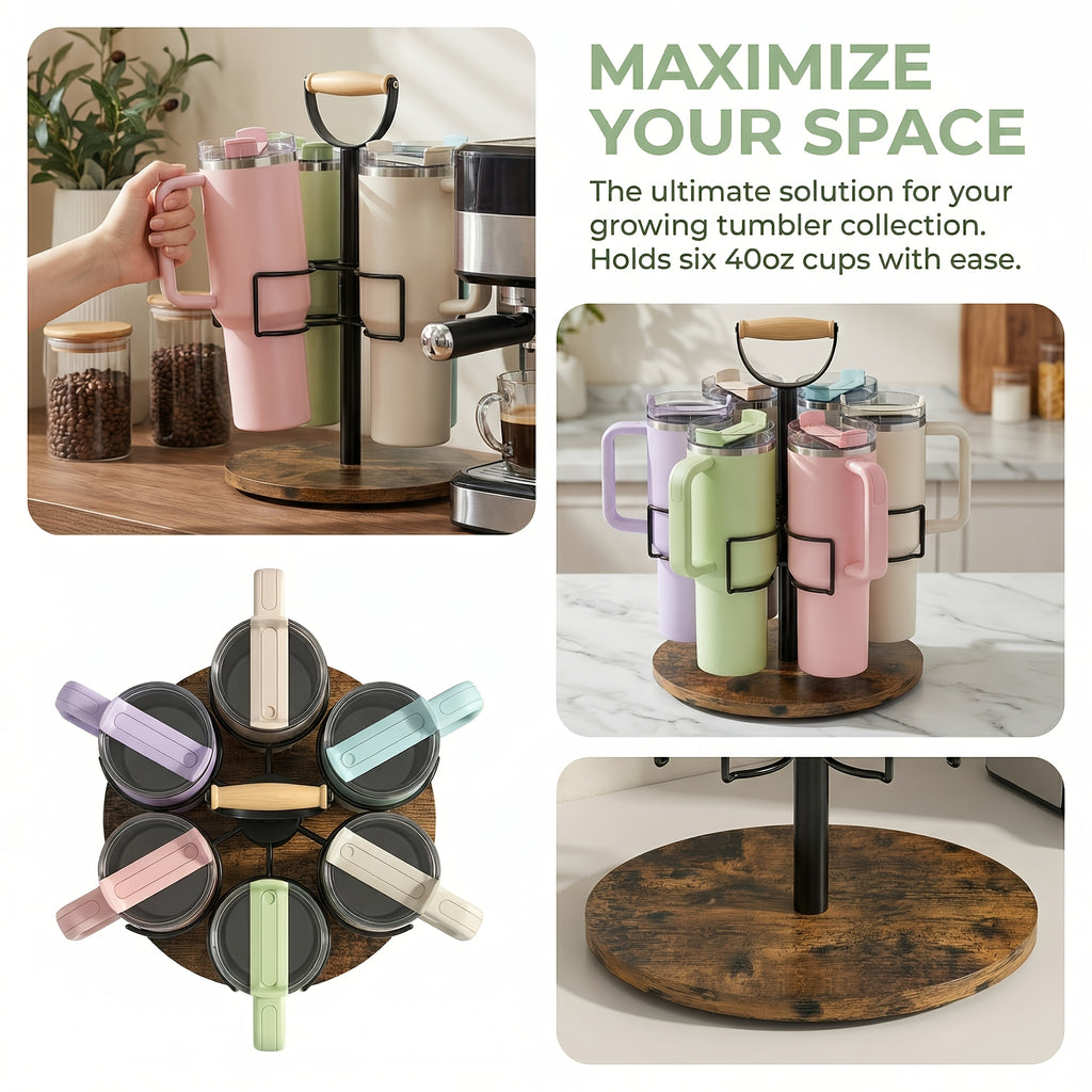 Rotatable Cup Holder, Water Bottle Organizer for Tumbler with Handle, Kitchen Organizers And Storage for Cup Additions, Organizer for Cups