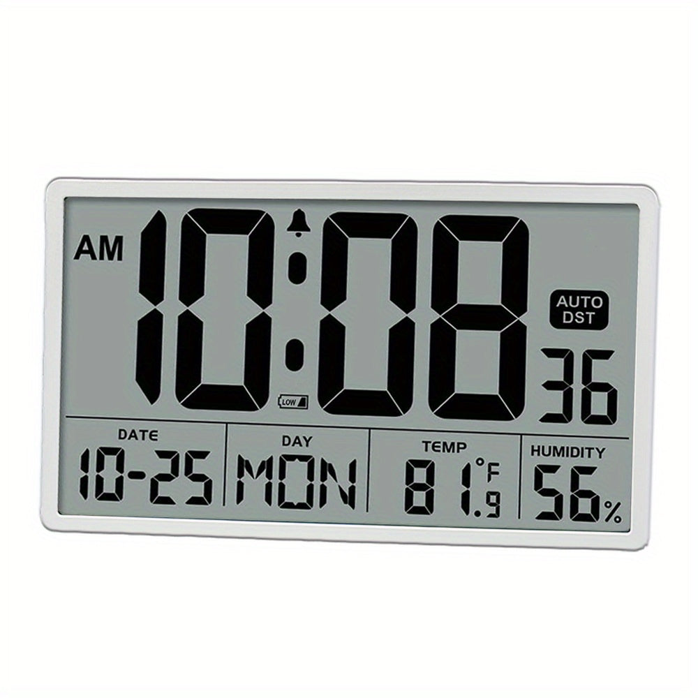 8'' Large Digital Wall Clock Battery Operated with Jumbo Numbers, Temperature And Date - Easy to Read And Set, Auto DST