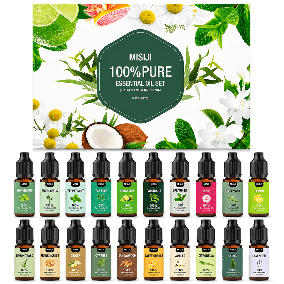 6/10/20pcs Essential Oils Set-Essential Oils for Diffuser for Home, Air Freshening Diffuser Oils Scents For, Laundry, Candle, Humidifiers 6/10/20 × 0.34oz. Ideal Valentines Day Gift for Women, Friends, Lover
