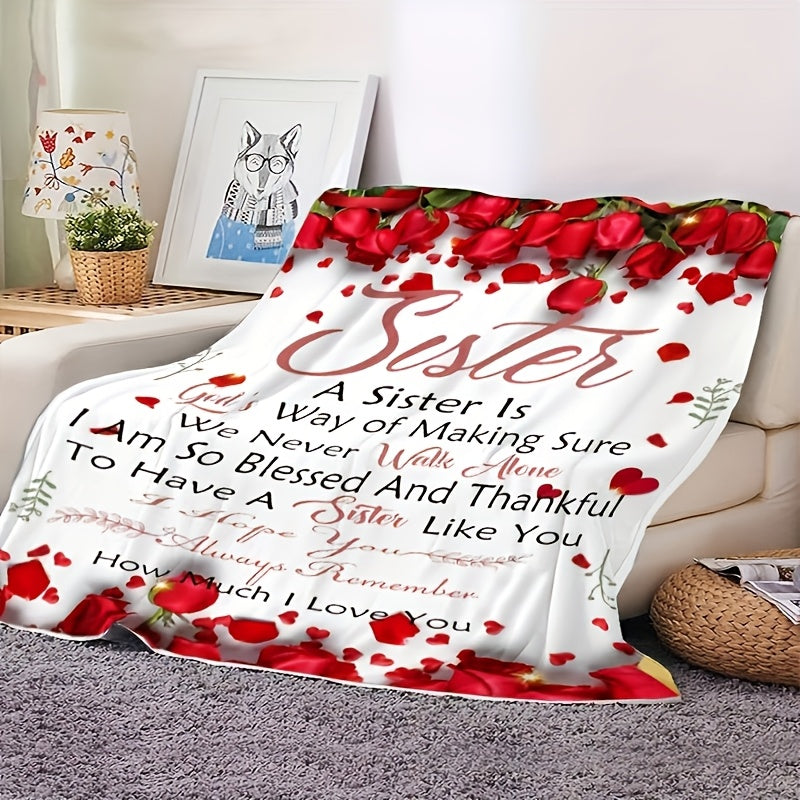 Soft & Warm Sisterly Love Flannel Blanket - Perfect for Couch,, Travel - Allergy-Friendly