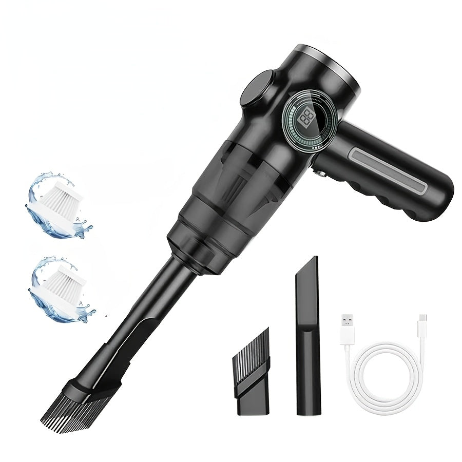 Powerful Handheld Vacuum Cleaner for Pet Hair with Digital Display, Type-C Fast Charging & Washable Filter, Portable Cordless Vac for Car Interior Detailing, Home Upholstery & Office Dust And Debris Cleaning