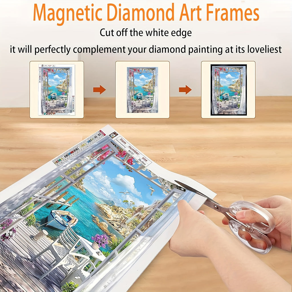 Set of 10 Diamond-Shaped Magnetic Art Frames Measuring 12X16 Inches - Self-Adhesive And Made of Lightweight PVC, Ideal for Displaying Pictures on Walls And Windows - Great for Photos, Posters, And More, Perfect for The Holiday Season