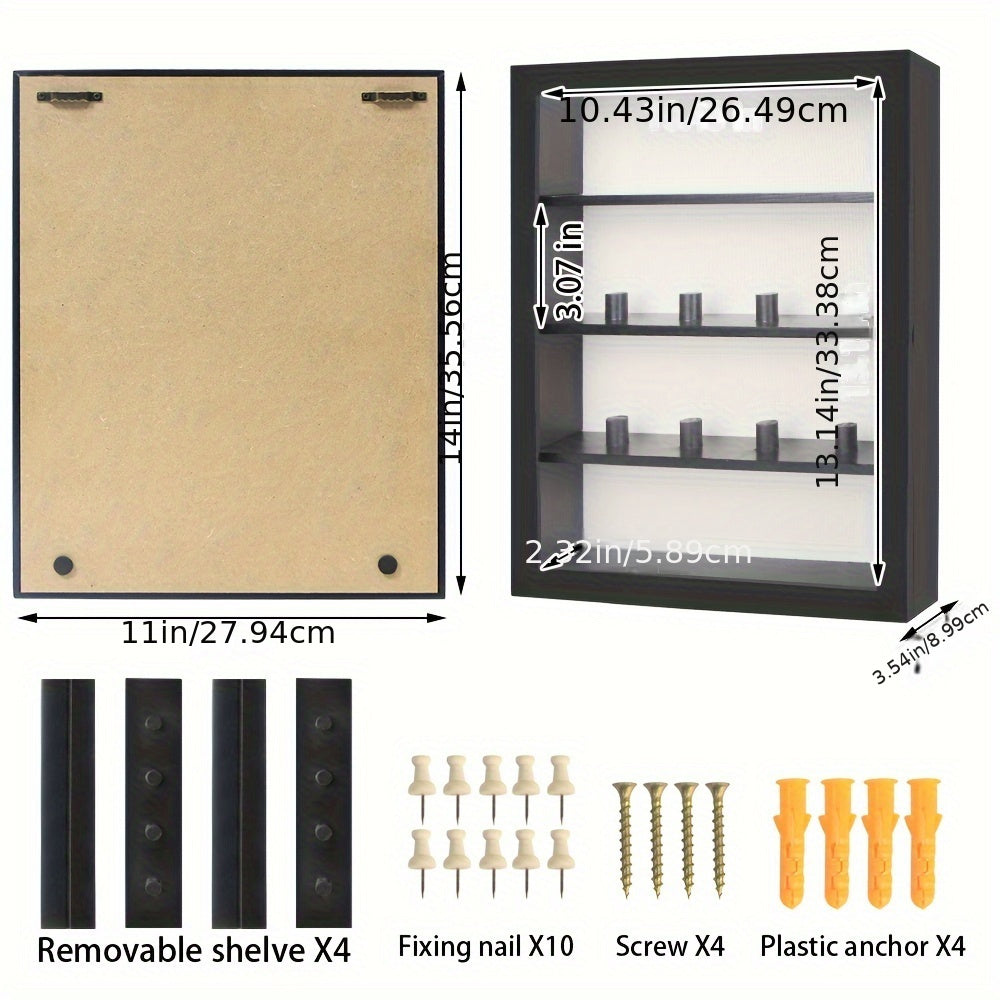 11X14/12X16 Shadow Box Frame with Linen Back - Large Rustic Memory Display Case for Flowers, Pictures, Championship Rings, Medals, Coins, Pins Collection And More, Including 4 Removable Shelves