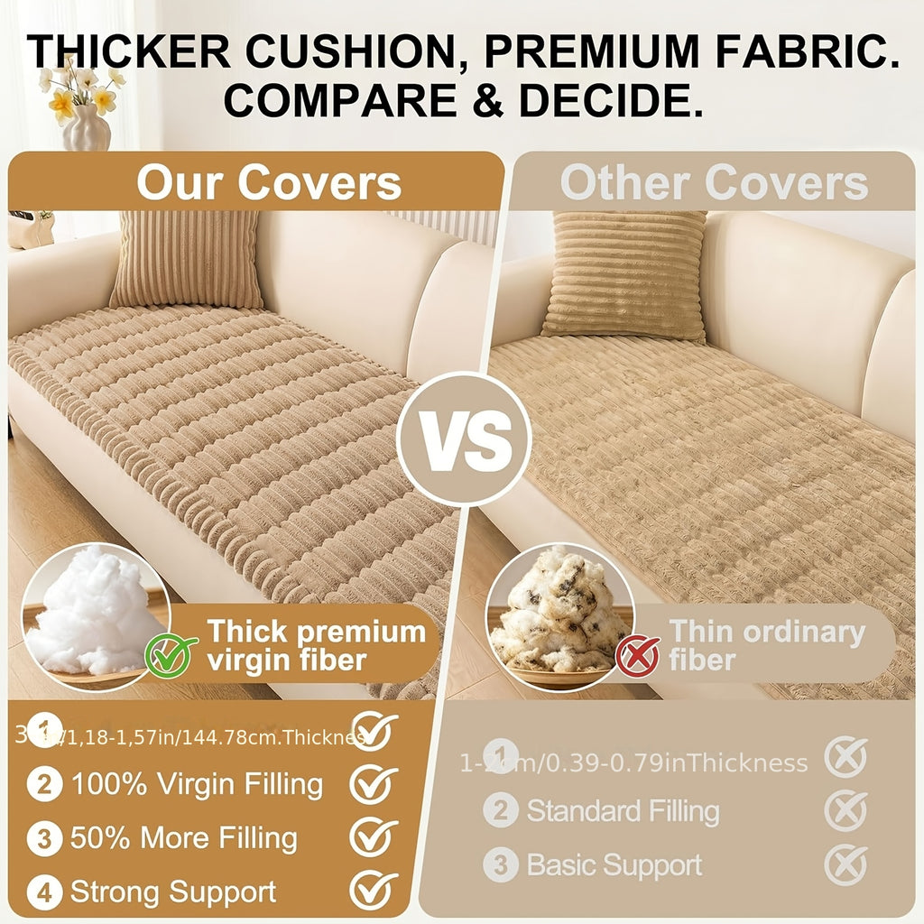 1pc Soft Quilted Thick Sofa Cushion, Bohemian Style Removable Machine Washable Sofa Protector, All Season Pet Friendly 1/2/3/4 Seater Split Sofa Cover, Suitable for Living Room Bedroom, Living Room Office Furniture Protective Covers