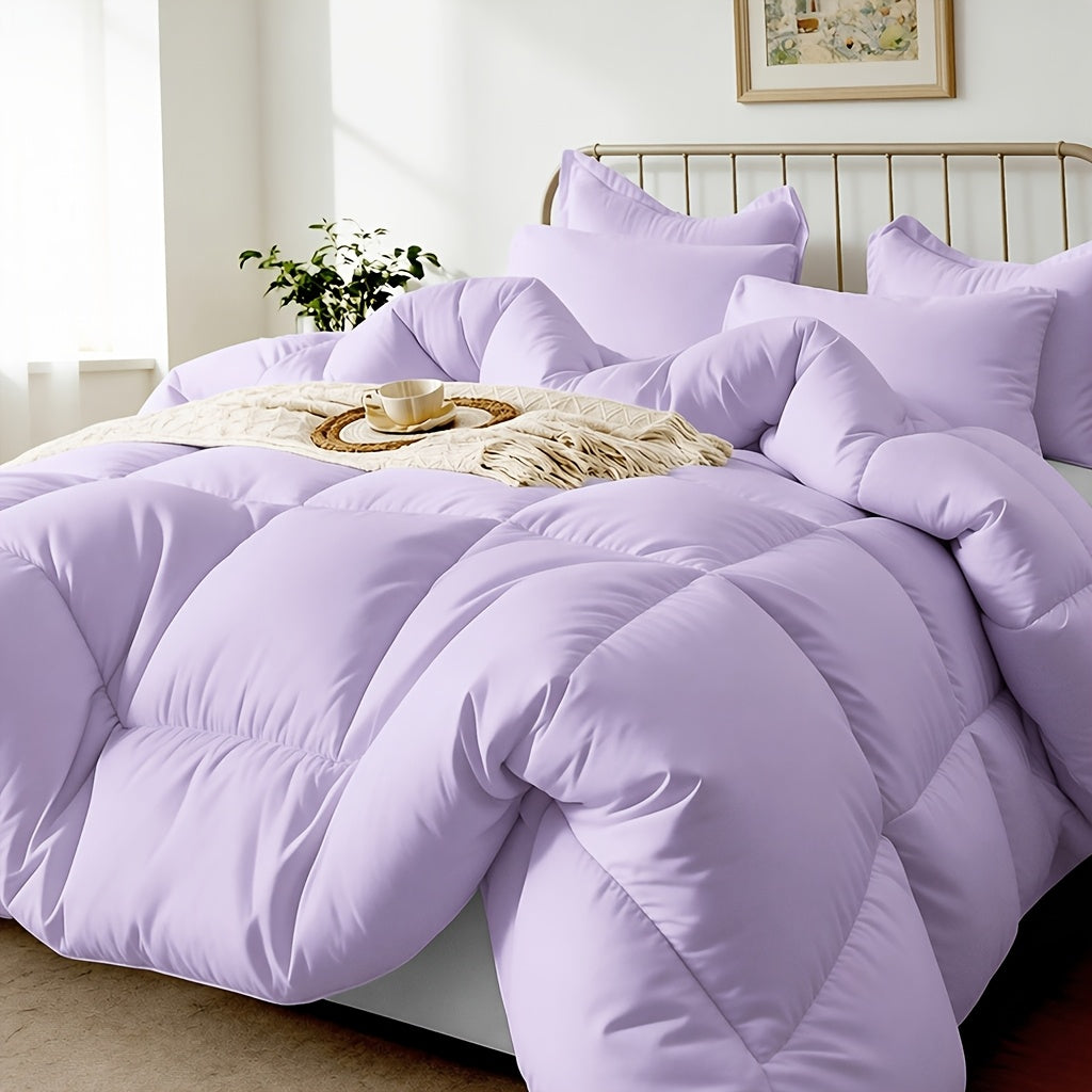 2/3pcs Solid-color Diamond-quilted Comforter Set. Easy Clean, Fabric Soft Breathable. Includes 1 Comforter, 1/2 Pillow Shams. Fits All Bed Sizes Matches Various Bedroom Decor. Suitable for All Seasons Ideal As A Gift, Include Random Color