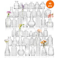 Clear Glass Bud Vases in Bulk, 45 or 64 Piece Vintage Textured Small Flower Vase Set for Rustic Wedding Centerpieces and Home Table Decor