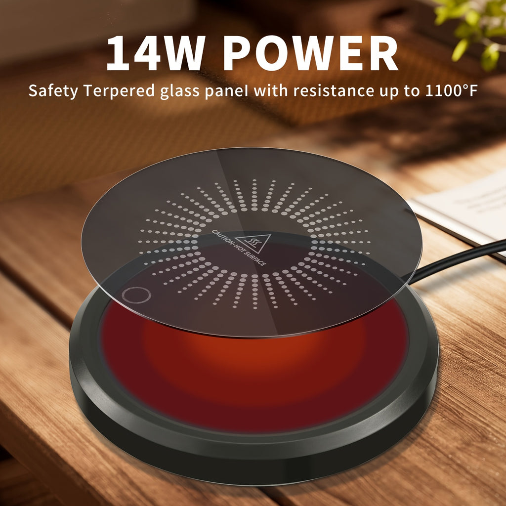 LALAYUAN Electric Mug Warmer, Fast Heating Coffee Cup Warmer with Temperature Control, 110V US Plug, Plug Powered Beverage Heater, with Desk, for Coffee Lovers, Coffee, Milk, Tea, Candle Wax Gift