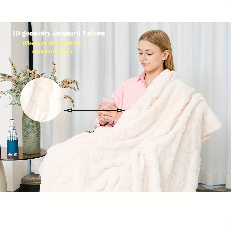 3D Geometric Patterns Blanket, Soft Cozy Fluffy Warm Hand Made Throw Blankets for Couch, Sofa, Chair, Bed, Camping, Picnic, Travel Lightweight Bed Blanket.