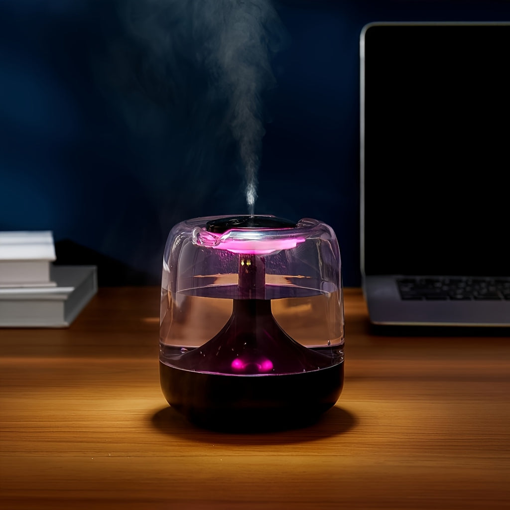 USB Cool Mist Humidifier, Quiet Desktop Air Care with 7-Color Night Light and Visible Water Level for Bedroom, Home Office and Bedside Use