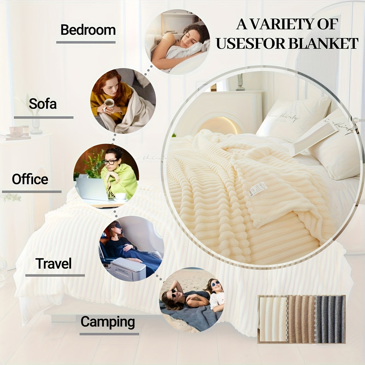 1pc Blanket Soft And Comfortable, Imitation Rabbit Fur Double-Sided Blanket Warm Fleece Blanket Nap Blanket Air-Conditioning Blanket Office Outdoor Camping Gift Blanket for All Seasons