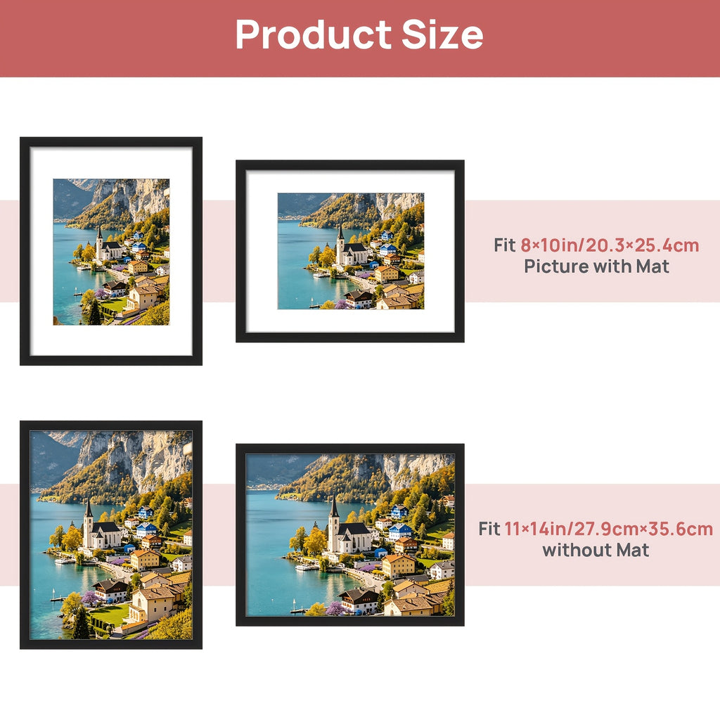 Black 10pcs 11x14 Picture Frame, Display Pictures 8x10 With Mat Or 11x14 Without, Multi Photo Frames Collage For Wall Display, Suitable For Displaying Photos