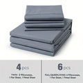 Soft Microfiber Bed Sheet Set with Embroidered Detail, Machine Washable Deep Pocket Bedding in Solid and Stripe Colors for Twin Full Queen King