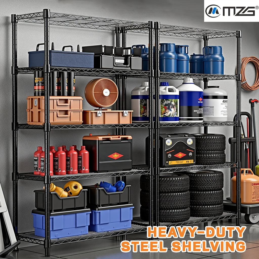 MZG 2000/1600/1000 Lbs 5/4/3 Tier Storage Shelving Steel Heavy Duty Multi-Tier Utility Shelving Unit Steel Organizer Wire Rack For Home, Kitchen, Office, Garage Standing Baker'S Racks, Room Decor Shoe Hat Organizer Bathroom Accessory Dresser Laundry