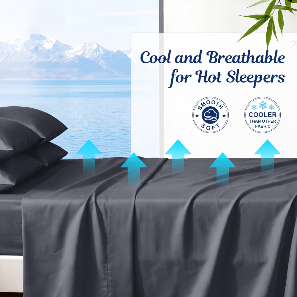 4pcs/6pcs Bamboo Cooling Queen Size Sheet Set - Children Bedding, Breathable and Comfortable - Fit for Hot Sleepers and Sweats, Pillowcases, Flat Sheet and Fitted Sheet - A Perfect Gift
