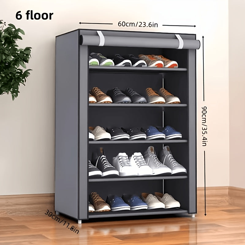 6/10 Tier Portable Shoe Rack Organizer with Nonwoven Fabric Cover, Ideal for Closet, Hallway, Bedroom, And Entryway, Stylish Grey Design