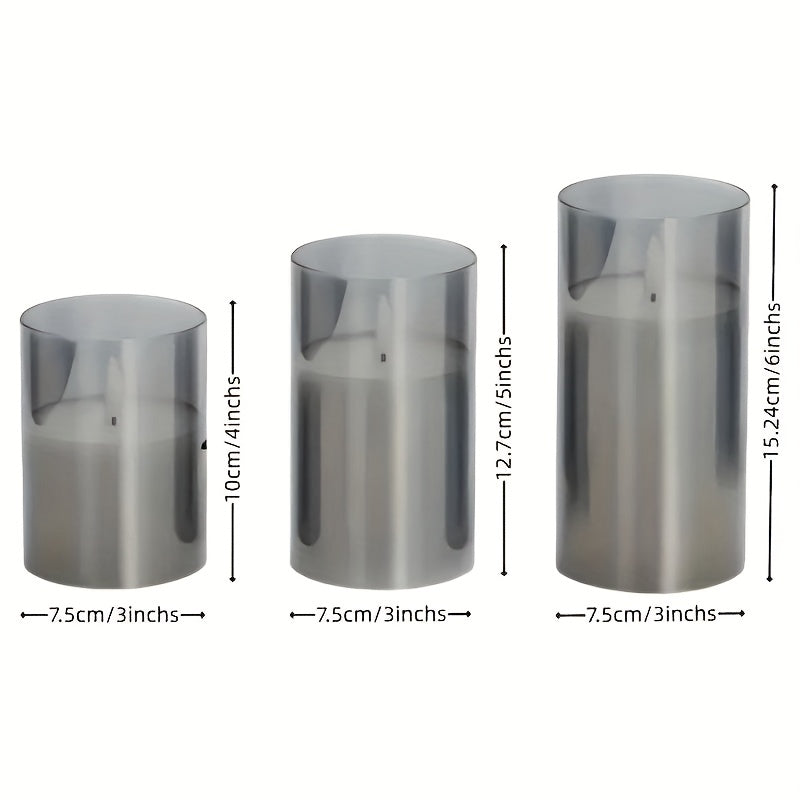 3pcs Flameless LED Candles Battery-Powered with Remote, Realistic Flickering Flame ABS Suitable for Home, Wedding, Christmas, Halloween Decorations - Flameless Cylindrical Candles for Use, Remote Operation, No Smoke