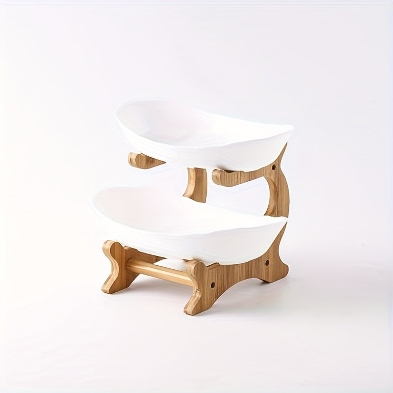 2/3-Tier Luxury Elegant Fruit Stand - Double Layer Fruit Bowl with Creative Candy Display - Home Snack Bread Tray for Living Room, Space-Saving Design, Easy to Assemble, Birthday Gifts, Mother'S Day Gift Kitchen, Serving Tray for Desserts