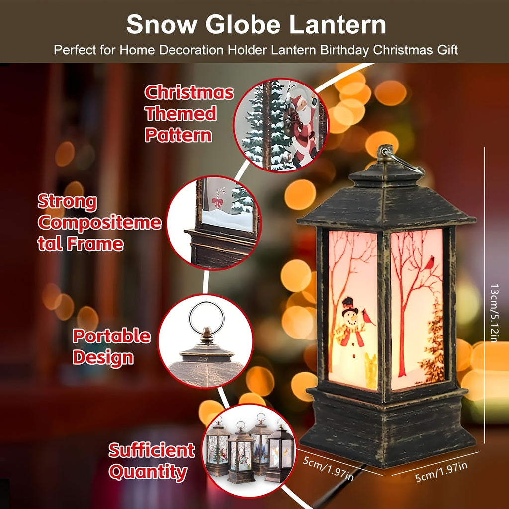 4pcs Set of Festive Christmas Mini Lanterns with Candle Effect Fairy Tale Creators-Santa Claus, Snowman, Reindeer, And Angel, Indoor Decoration, Dry Cell Battery Powered, The Perfect Choice for Festive Home Decoration And Christmas Decorations