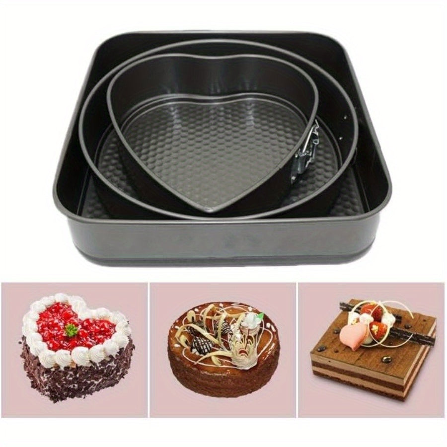 6pcs Cake Pan Set, Carbon Steel Baking Mold with Removable Bottom, Non-Stick, Induction Stovetop Compatible, Round Shape, for Chiffon/Mousse/Cheesecakes, Birthday Kitchen Tools