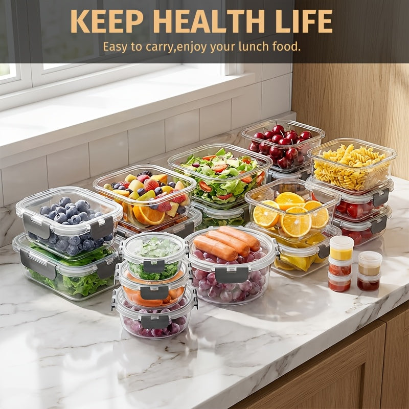 34pcs Glass Food Storage Container Set With Lids-ideal For Lunches, Pantry Organization, And Kitchen Use. These Leak-proof, Airtight Glass Containers Are Safe For Use In The Microwave, Oven, Refrigerator, And Dishwasher.