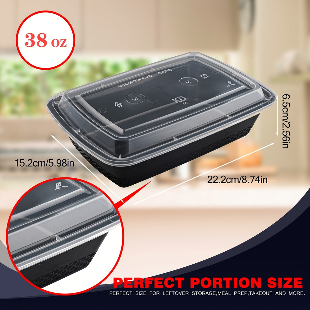 100pcs/ 200pcs 38oz Black Rectangular Meal Prep Containers Stackable And Leakproof Food Storage Container Set Disposale Bento Box Ideal for Takeout And Picnic Microwave & Dishwasher & Freezer Safe Easter Back to School