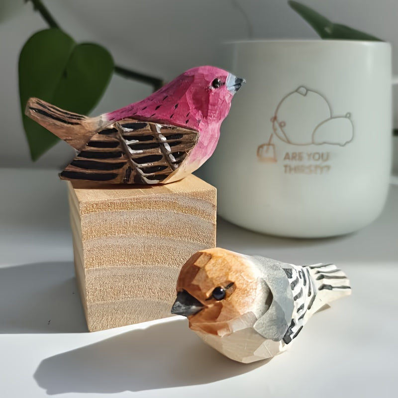 2pcs Cardinal Statues Handmade Wood Carving Painted Bird Statues, Various Bird Home Decorations, Best Gifts for Bird Lovers, Suitable for Birthdays, Christmas Gifts for Family And Friends