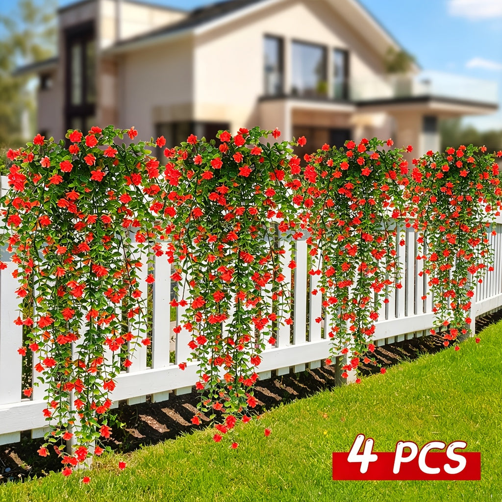 4pcs Lifelike UV-resistant Faux Eucalyptus Hanging Plant with Realistic Faux Green Vines - Perfect for Outdoor Decor Holiday Decor and Year-round Ambiance - Durable Plastic Construction Retro Style and Easy to Install