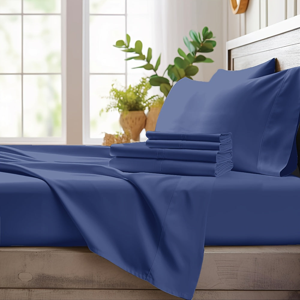 4pcs Bamboo Cooling Bedding - Cooling Bamboo Fiber Fitted Sheet Set, Extra Deep Bamboo Sheet Set- Suitable For Hot Sleepers, Kids, Children Pillowcases, Flat Sheet And Fitted Sheet - A Perfect Gift For Family, Queen And King Sizes, Next Day Delivery