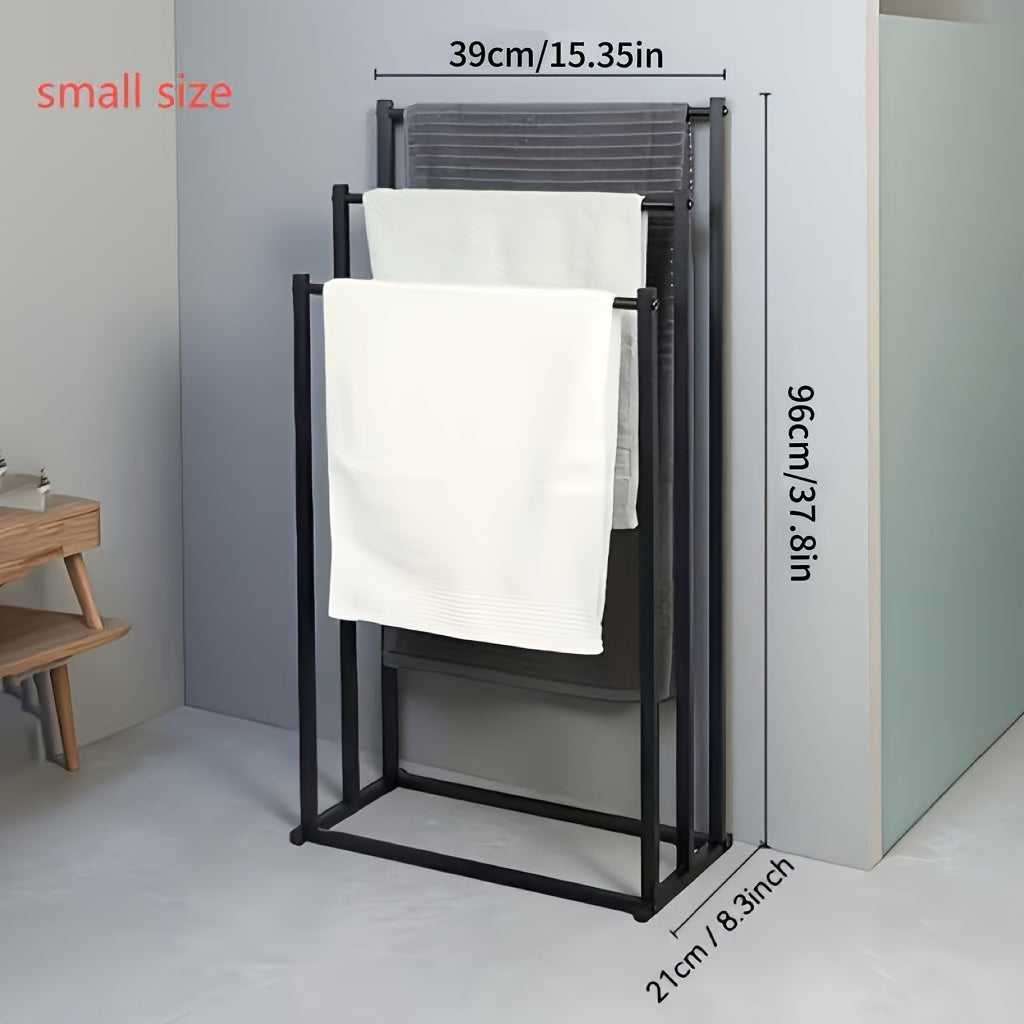 Minimalist And Durable Towel Rack, Freestanding Metal Bathtub Rack, Outdoor Pool Towel Rack, 3-Tier Bathroom And Pool Storage Rack, 47.2-Inch-High Storage Rack, Suitable for Bathrooms, Pools, And Gyms, Black