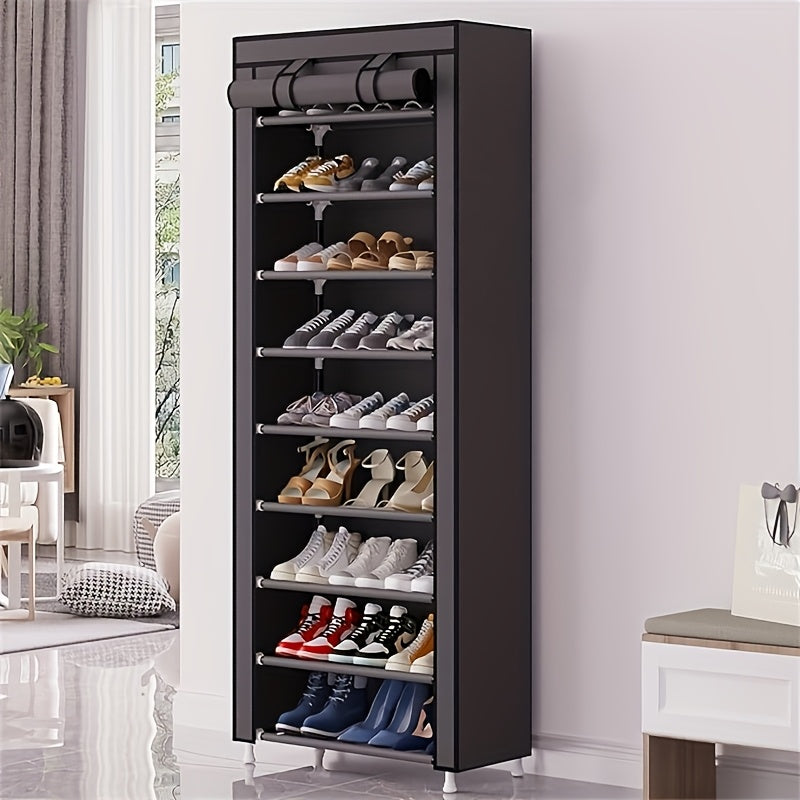 6/10 Tier Portable Shoe Rack Organizer with Nonwoven Fabric Cover, Ideal for Closet, Hallway, Bedroom, And Entryway, Stylish Grey Design