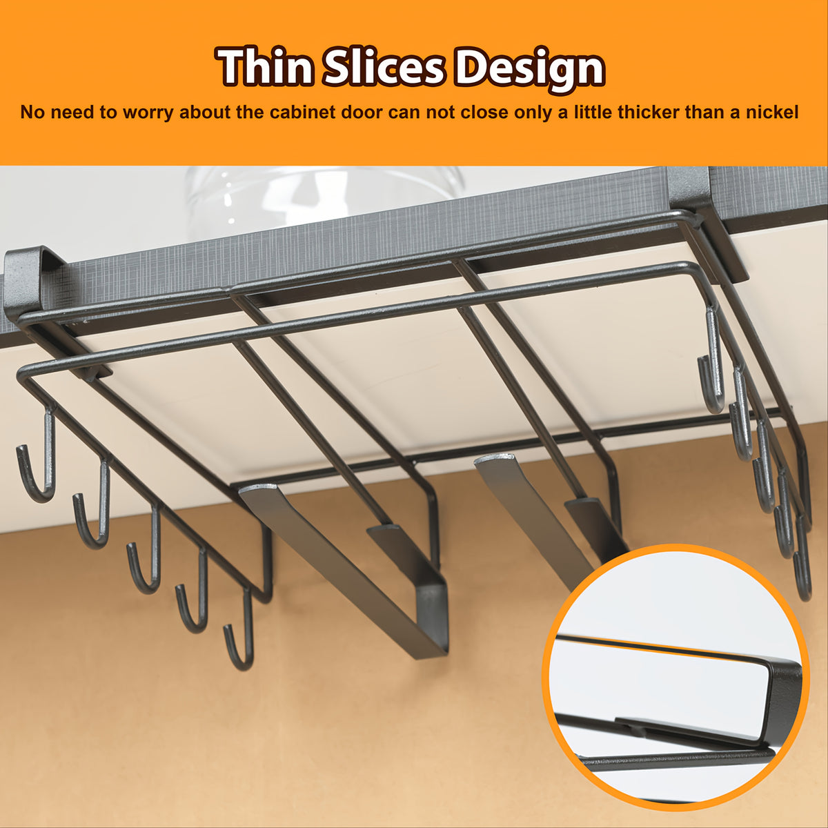 1pc Cabinet Organizer Holder, Cabinet Holder Rack, Bathroom Towel Holder Under Cabinet, Hanging Shelf Under Cabinet with Multiple Hooks for Cups, Kitchen Utensils, And Cutting Boards(Black)