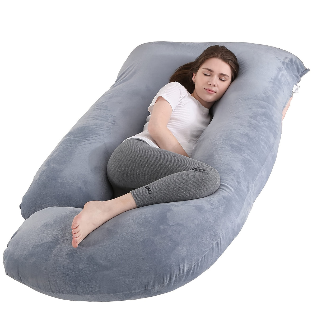 J Shaped Pregnancy Pillow, Full Body Maternity Support for Back, Legs and Tummy with 60 Inch and Small 41 Inch Options for Bedtime Comfort