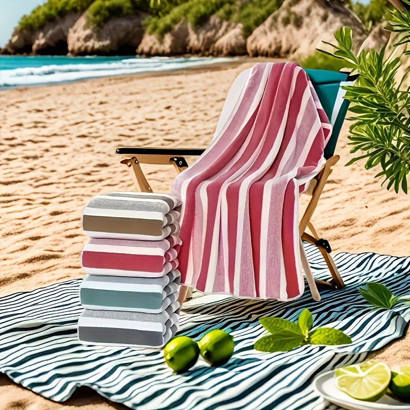 9/15pcs Classic Towel Set, No Hair Loss, Super Absorbent, Super Soft Two-Color Striped Interval Bath Towel Combination, Including 2/5 Large Bath Towels, 2/5 Large Face Towels, 5 Hand Towels, Bathroom Supplies, And Beach Essentials
