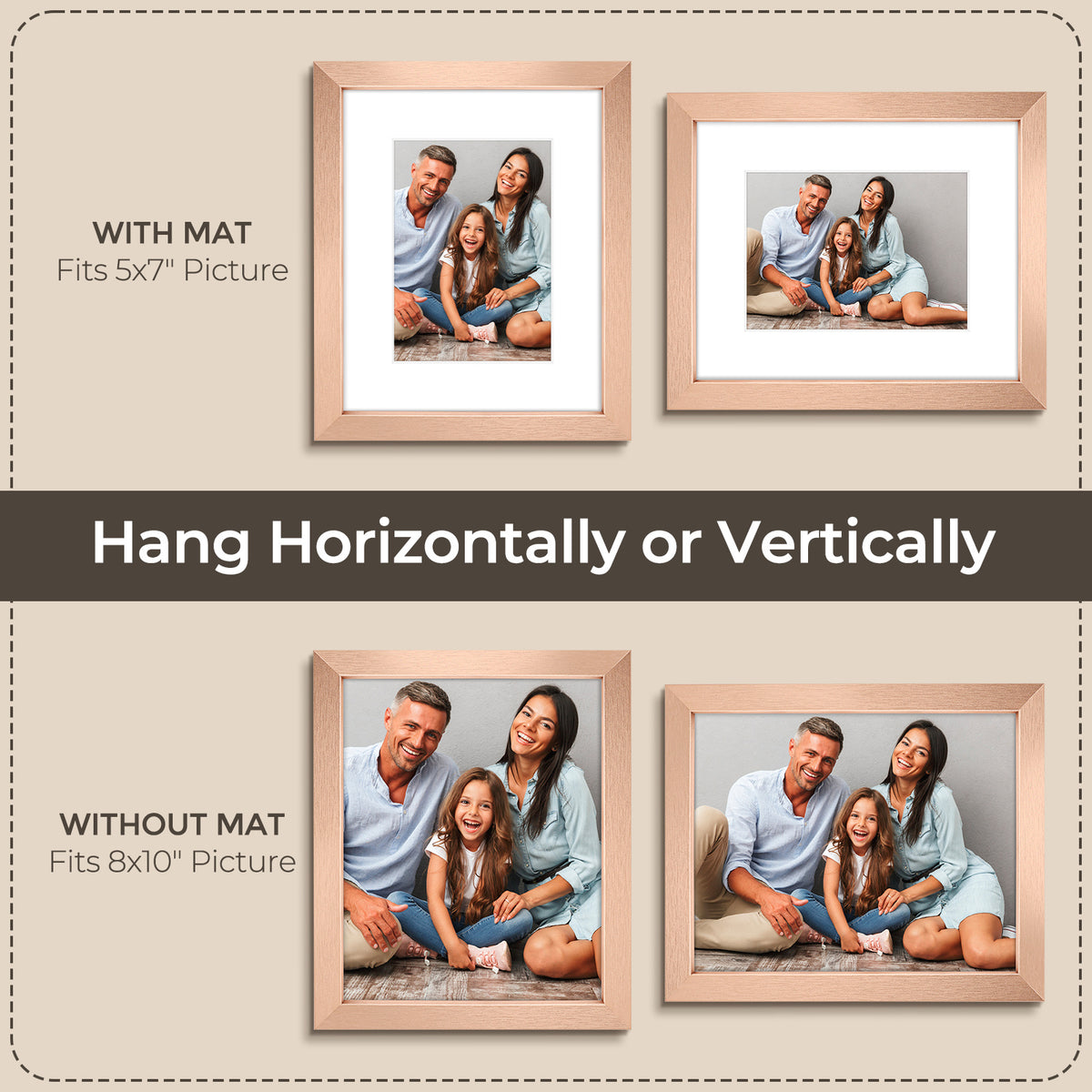 3 Pack 6x8/8x10/9x12/11x14/16x20 Picture Frames Set with Mat or without Mat, Engineered Wood Photo Frames with Plexiglass, for Wall or Tabletop Display - Gallery Wall Frames, Office Home Decor,Poster Frames